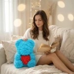 Medved z ruzi modry s cervenym srdcom – UART