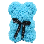 Blue Rose Teddy Bear - 25 cm