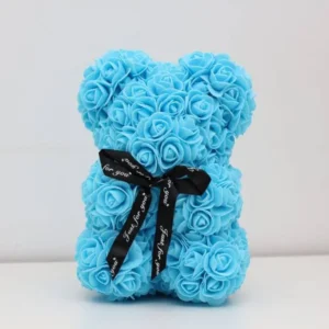 Medveď z ruží modrý - 25 cm