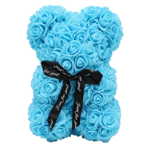 Medveď z ruží modrý - 25 cm