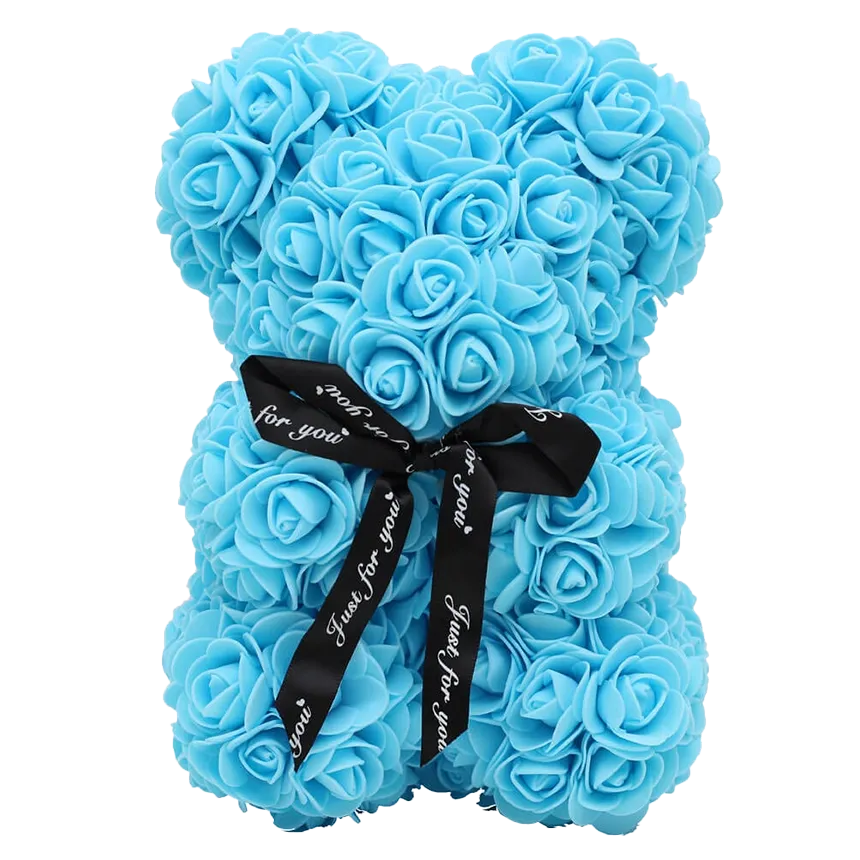 Medveď z ruží modrý – 25 cm