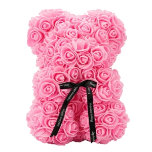 Medveď z ruží ružový - 25 cm