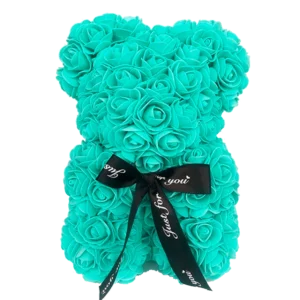 Medveď z ruží tyrkysový - 25 cm