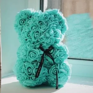 Medveď z ruží tyrkysový - 25 cm