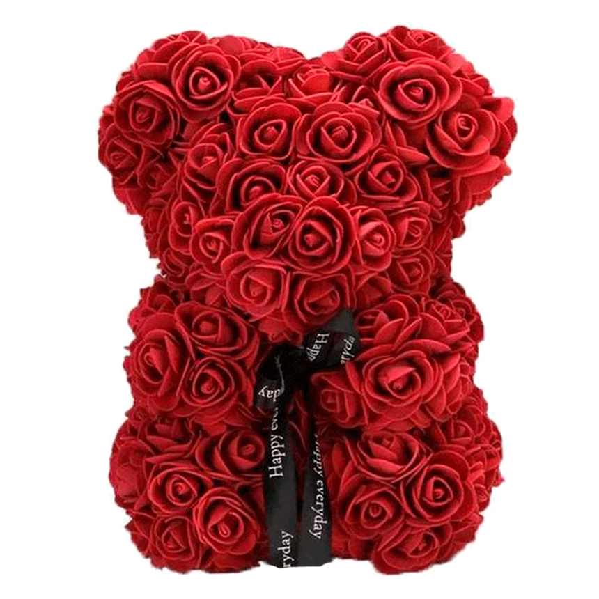 Medveď z ruží vínový – 25 cm