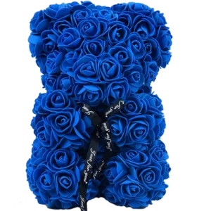 Medveď z ruží tmavo modrý - 25 cm