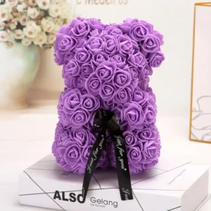 Medveď z ruží fialový - 25 cm