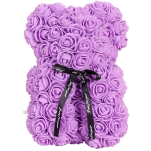 Medveď z ruží fialový - 25 cm