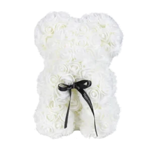 Medveď z ruží biely - 25 cm