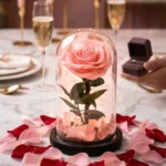 Ruzova stabilizovana ruza v skle