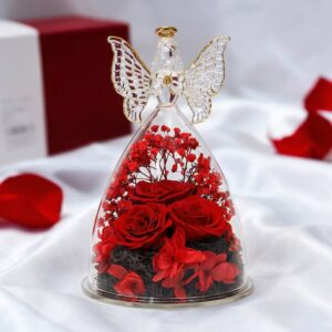 Trojitá stabilizovaná červená ruža – „Anjel večného života“