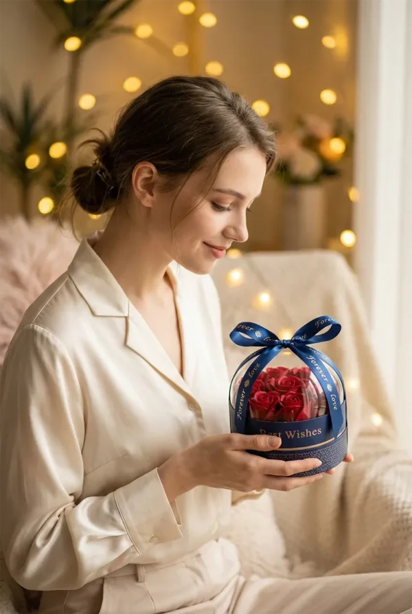 Luxusný Set "Večná Láska" - Šperkovnica s Mydlovými Ružami