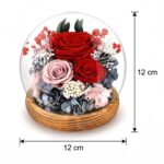 Kvetinová kompozícia v skle – červené a staroružové umelé ruže